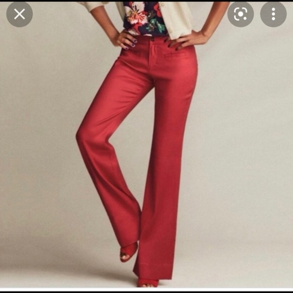 Cabi Valentine Trouser Wide Leg Linen Blend 5503R Red Women's 8